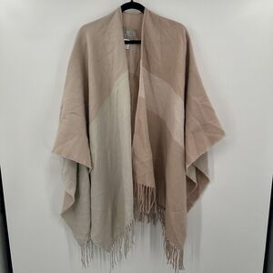 Soia &‎ Kyo Pink Blush Cape Fringe Open Front Sweater One Size